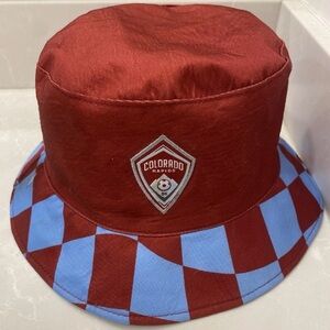 Colorado Rapids MLS Bucket Hat Red Checkered Brim Soccer Cap EUC